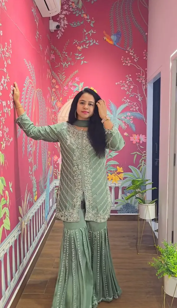 Green_Faux-Fur_Sharara_Suit_For_Women