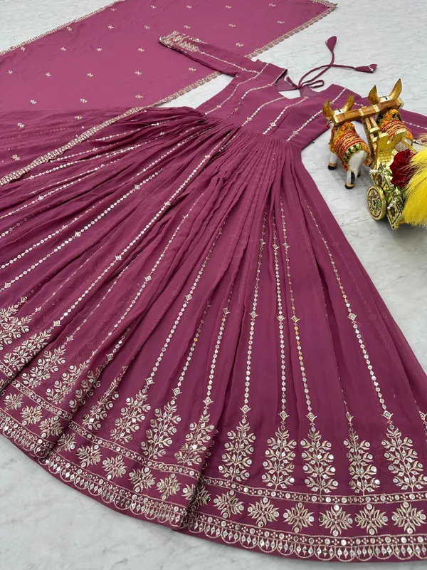 Pink_Faux_Georgette_Gown_For_Women