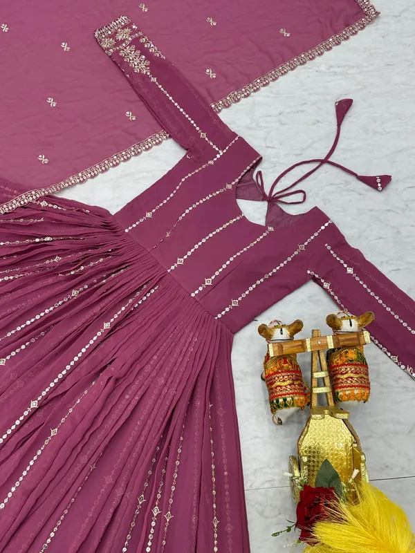 Pink_Faux_Georgette_Gown_For_Women