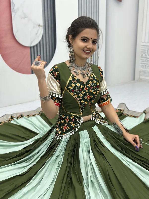 Green_Cotton_Lehenga_Choli_For_Women