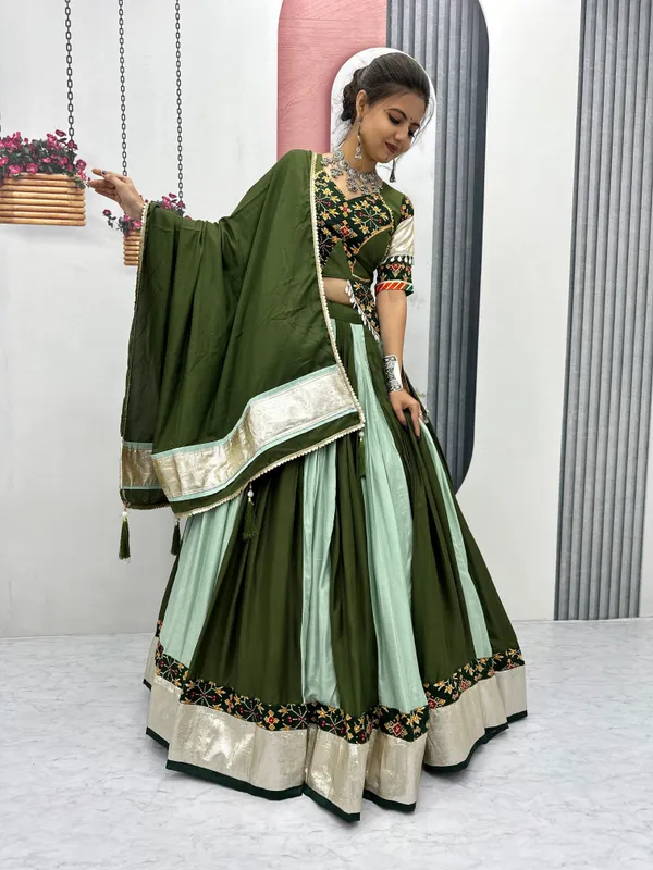Green_Cotton_Lehenga_Choli_For_Women