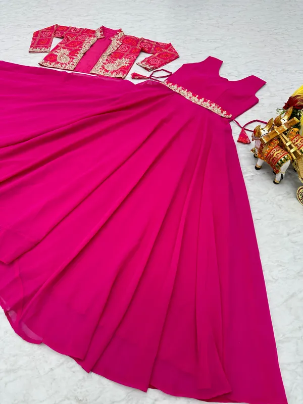 Pink_Faux-Fur_Gown_For_Women