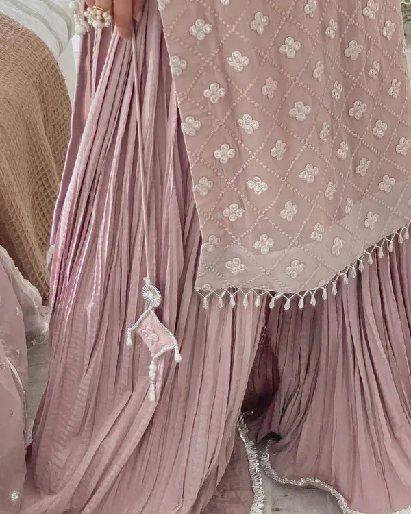 Pink_Faux-Fur_Silk_Palazzo_Set_For_Women