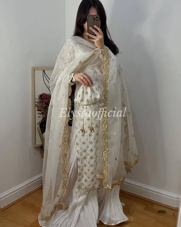 White_Faux-Fur_Silk_Palazzo_Set_For_Women
