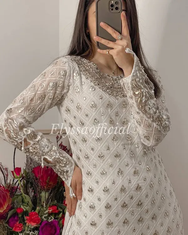 White_Faux-Fur_Silk_Palazzo_Set_For_Women