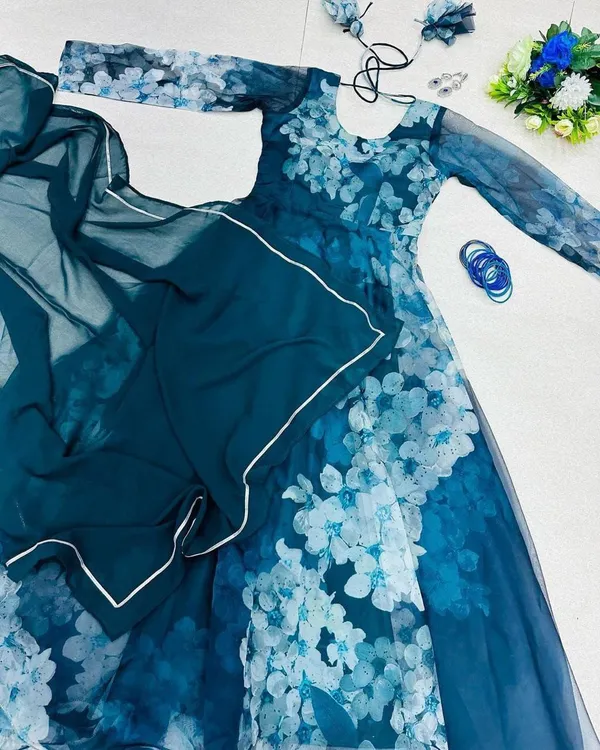 Blue_Floral_Silk_Gown_For_Women