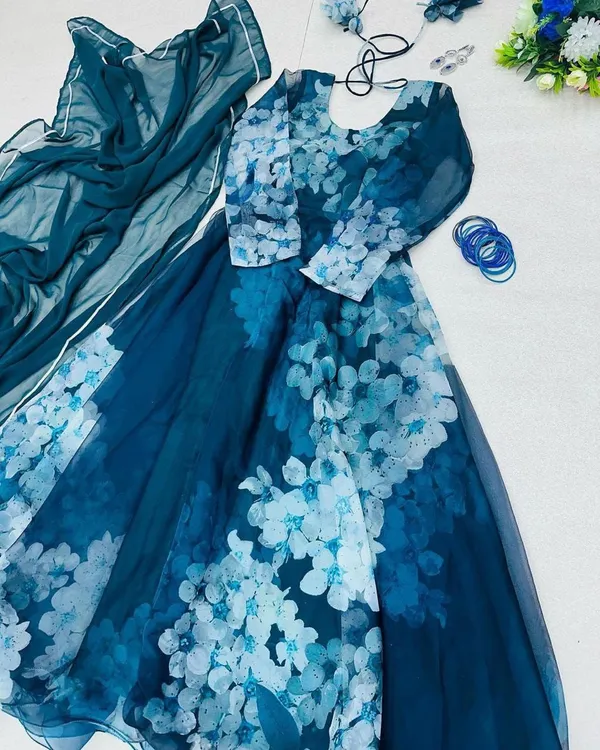 Blue_Floral_Silk_Gown_For_Women