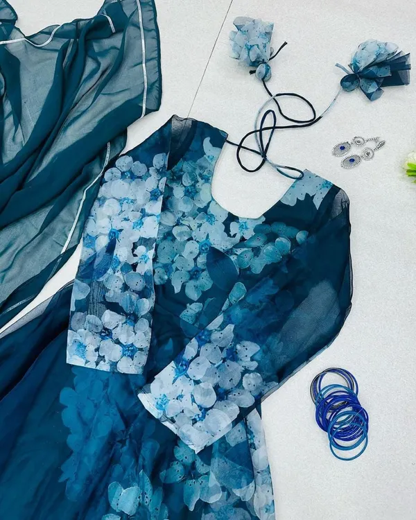 Blue_Floral_Silk_Gown_For_Women