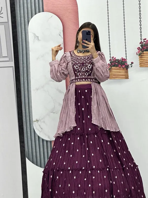 Purple_Simar_Silk_Crop_Top_For_Women