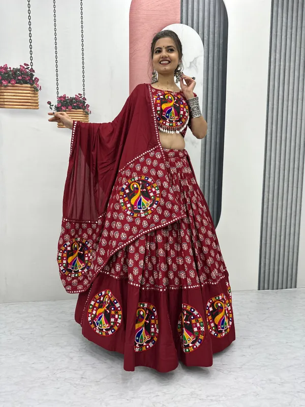 Red_Cotton_Lehenga_Choli_For_Women