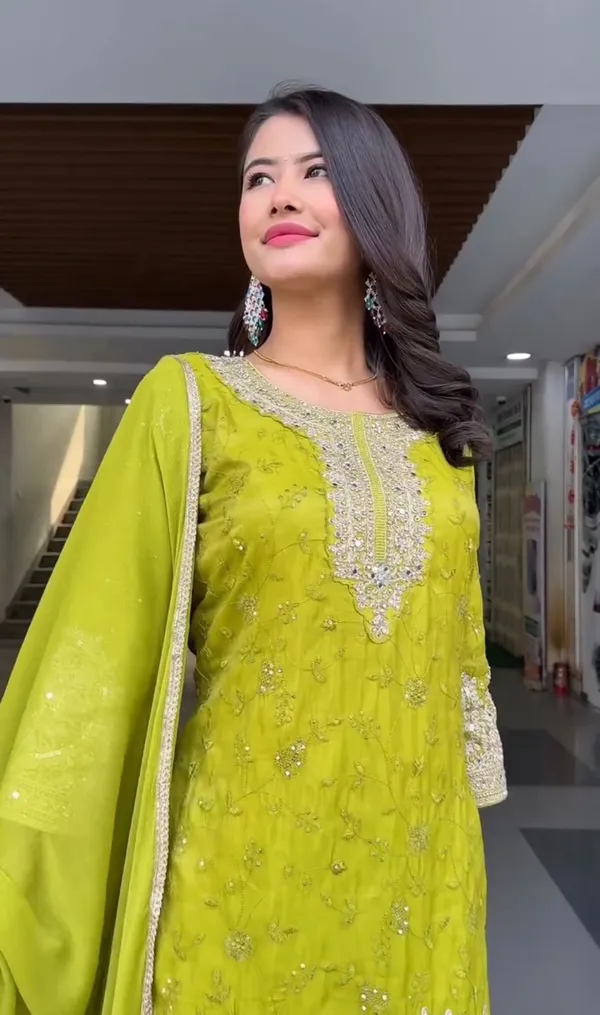 Parrot_Green_Silk_Sharara_Suit_For_Women