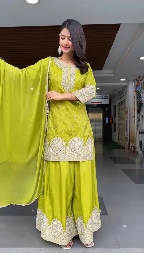 Parrot_Green_Silk_Sharara_Suit_For_Women
