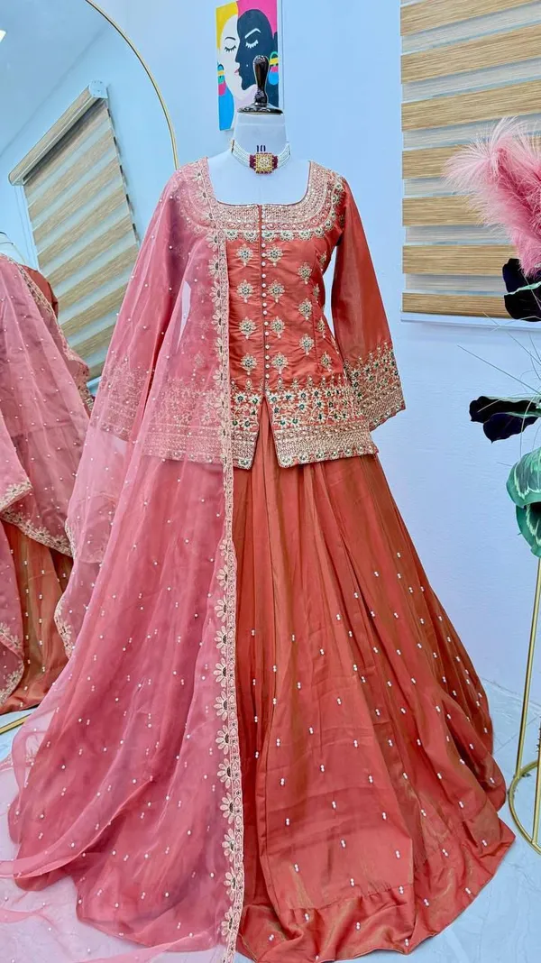 Orange_Silk_Lehenga_Crop_Top_For_Women