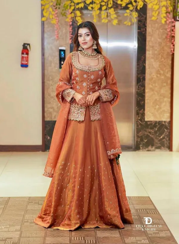 Orange_Silk_Lehenga_Crop_Top_For_Women