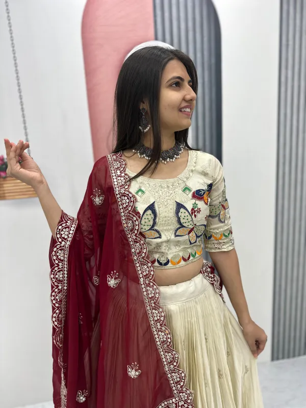 Beige_Silk_Faux-Fur_Lehenga_Choli_For_Women