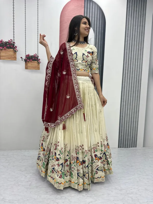 Beige_Silk_Faux-Fur_Lehenga_Choli_For_Women