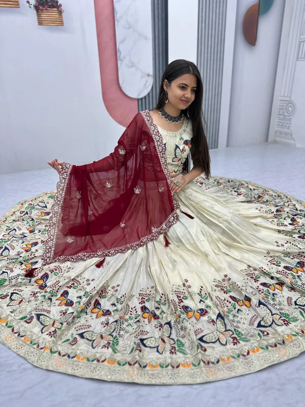 Beige_Silk_Faux-Fur_Lehenga_Choli_For_Women