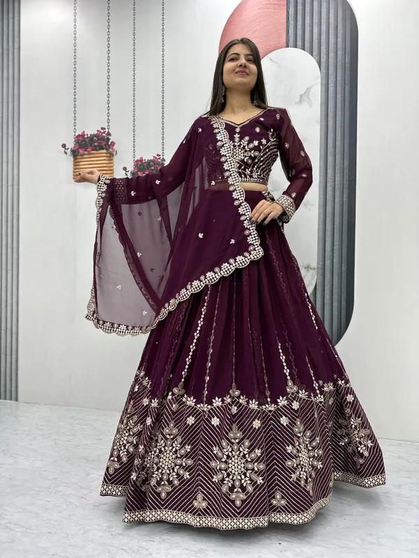 Purple_Faux-Fur_Lehenga_Choli_For_Women