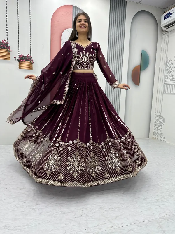 Purple_Faux-Fur_Lehenga_Choli_For_Women