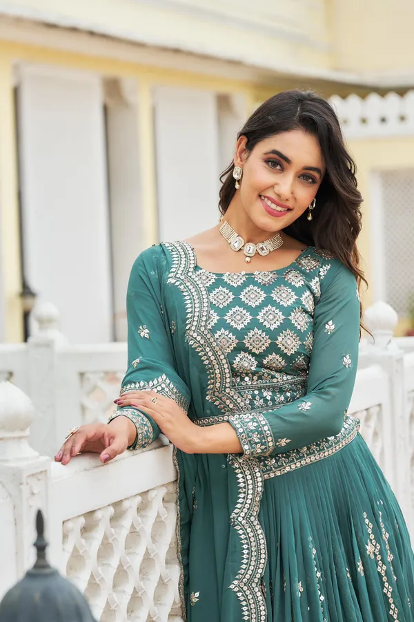Green_Faux-Fur_Lehenga_Choli_For_Women