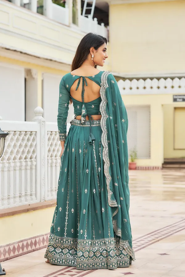 Green_Faux-Fur_Lehenga_Choli_For_Women