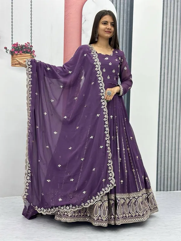 Purple_Faux-Fur_Gown_For_Women