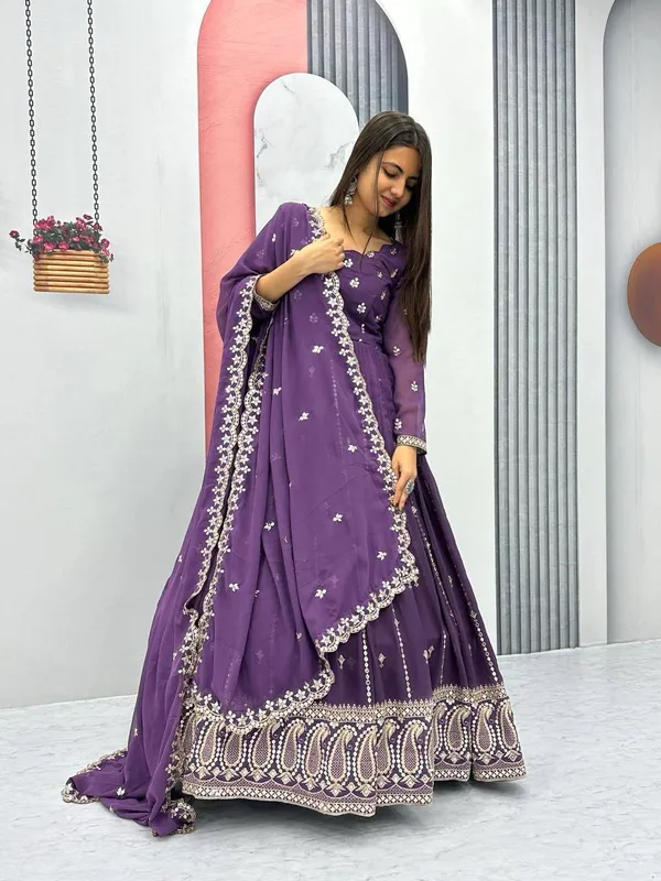 Purple_Faux-Fur_Gown_For_Women