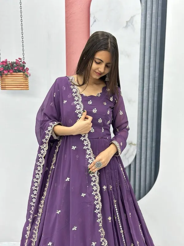 Purple_Faux-Fur_Gown_For_Women