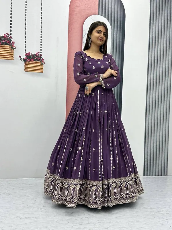 Purple_Faux-Fur_Gown_For_Women