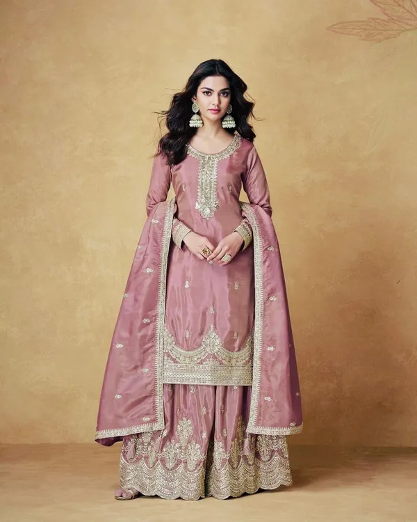 Pink_Silk_Palazzo_Set_For_Women
