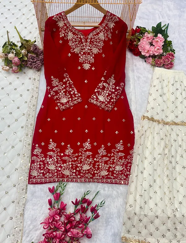 Red_Cotton_Sharara_Suit_For_Women