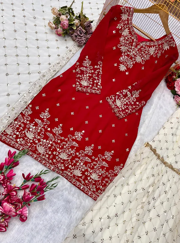 Red_Cotton_Sharara_Suit_For_Women