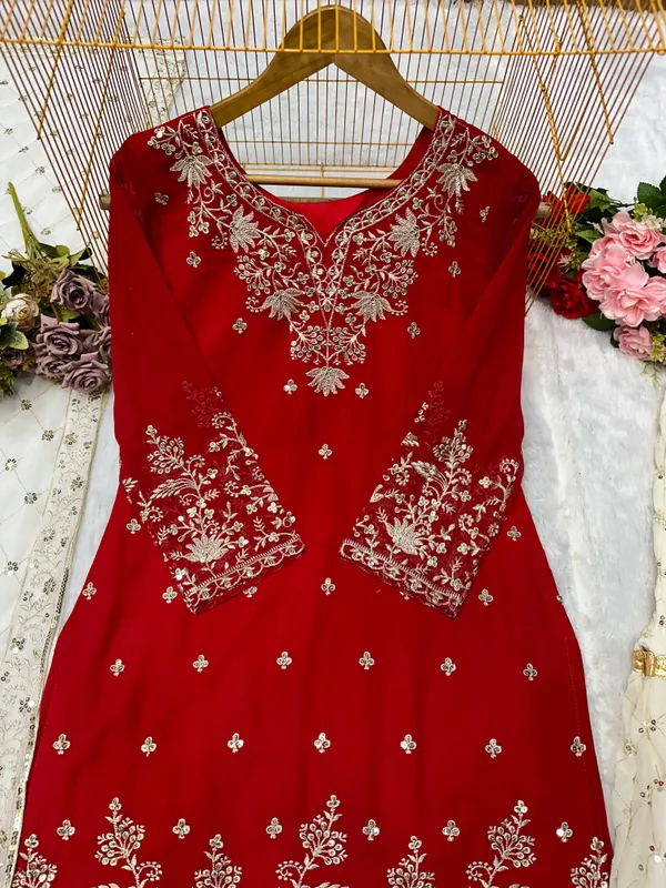 Red_Cotton_Sharara_Suit_For_Women