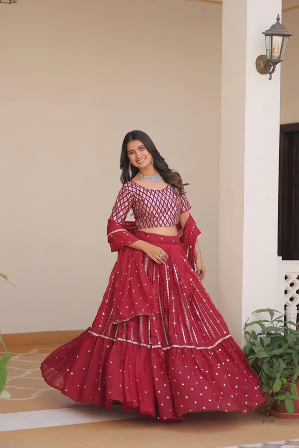 Maroon_Georgette_Lehenga_Choli_For_Women