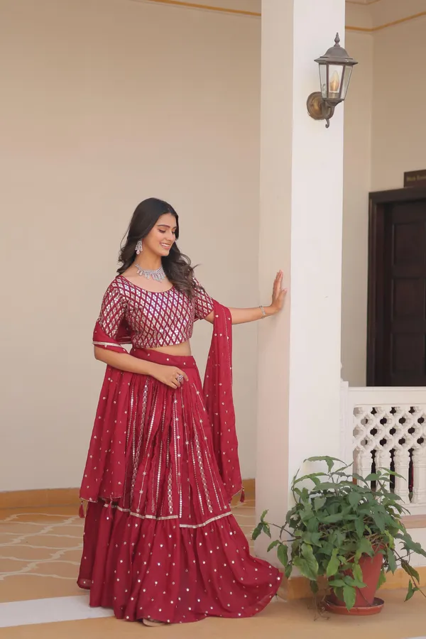 Maroon_Georgette_Lehenga_Choli_For_Women