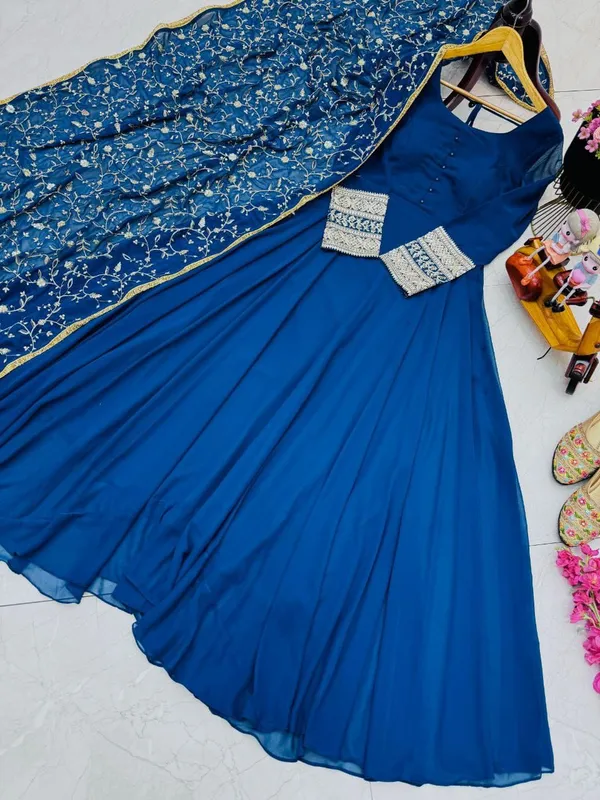 Blue_Faux-Fur_Gown_For_Women