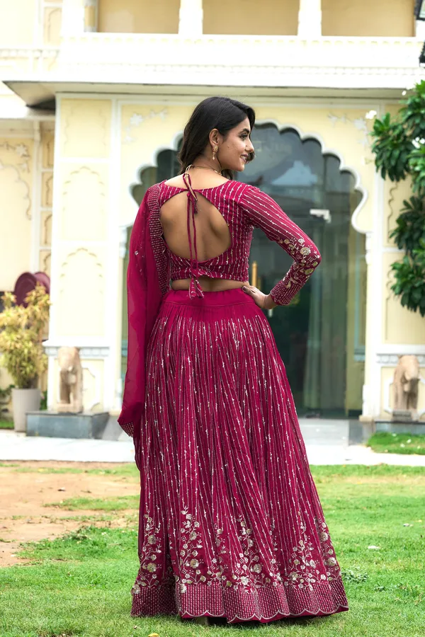 Pink_Faux-Fur_Lehenga_Choli_For_Women