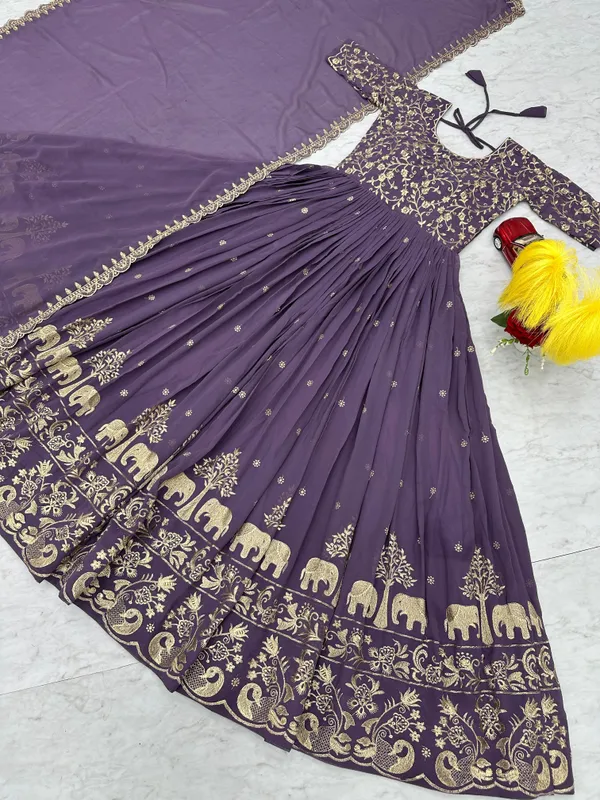 Purple_Faux-Fur_Gown_For_Women