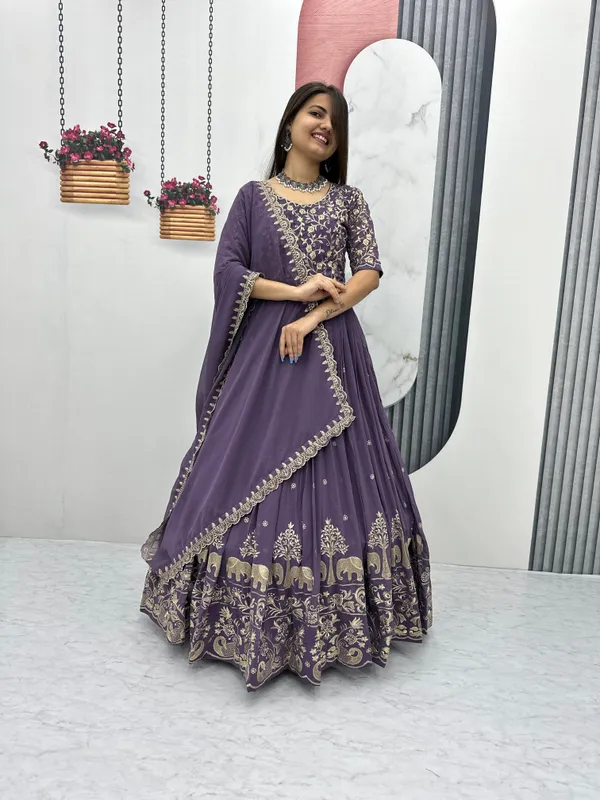 Purple_Faux-Fur_Gown_For_Women