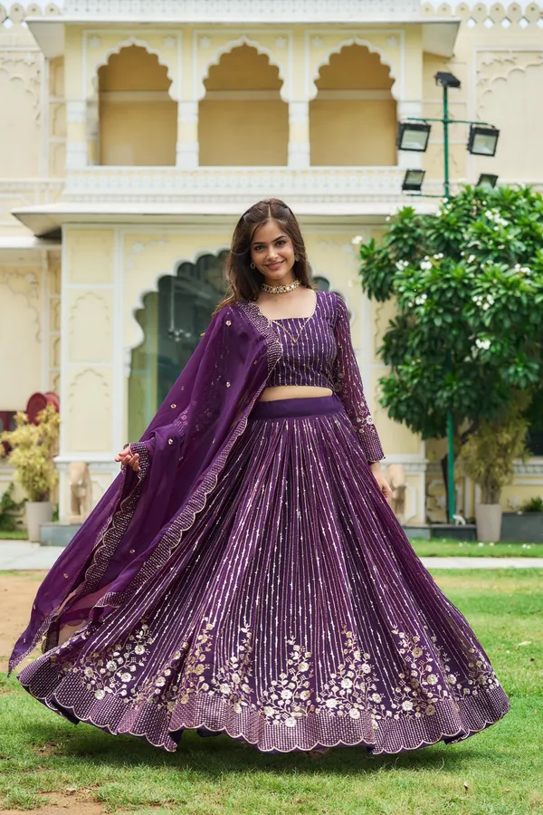 Purple_Faux-Fur_Lehenga_Choli_For_Women
