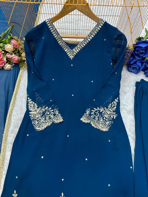 Blue_Faux-Fur_Palazzo_Set_For_Women