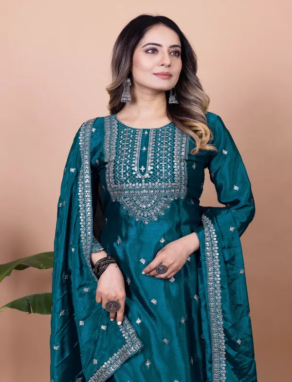 Blue_Chinon_Sharara_Suit_For_Women