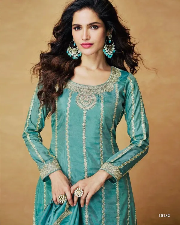 Blue_Silk_Palazzo_Set_For_Women