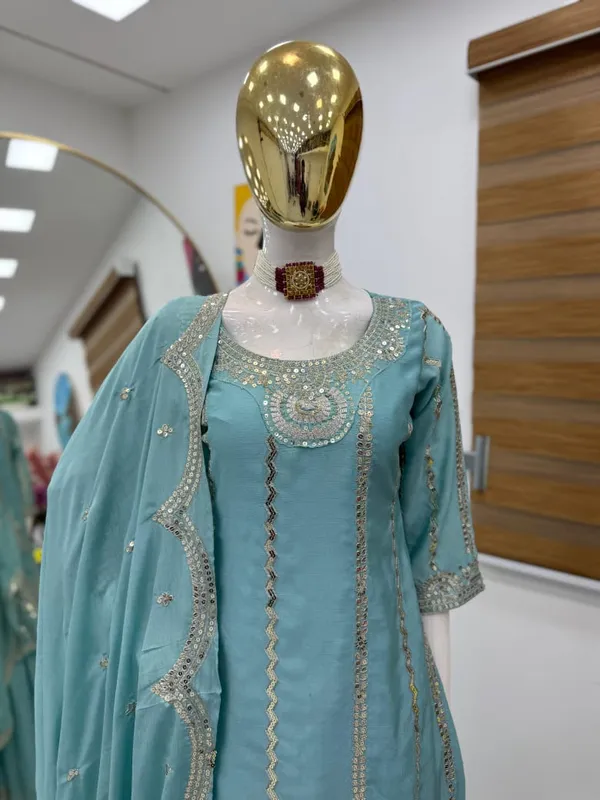 Blue_Silk_Palazzo_Set_For_Women