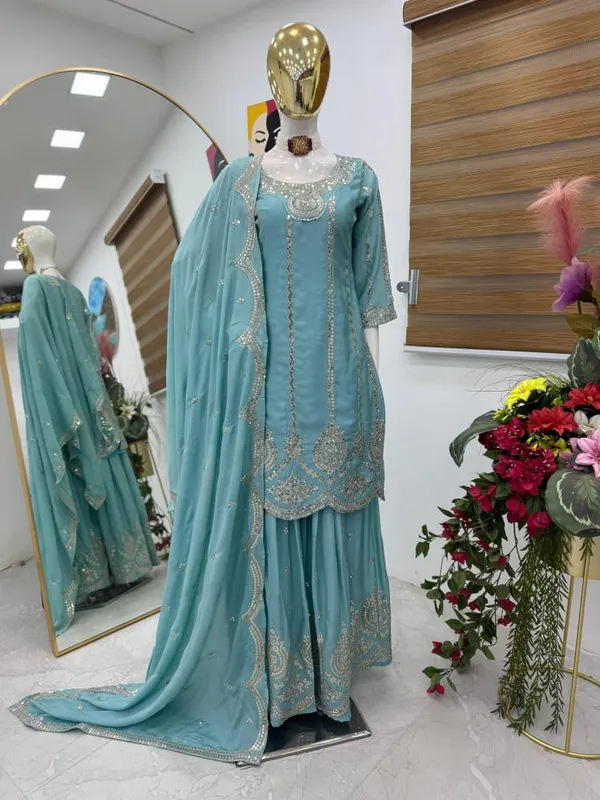 Blue_Silk_Palazzo_Set_For_Women