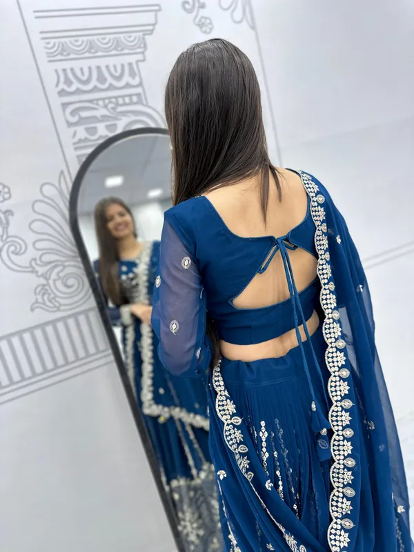 Blue_Faux-Fur_Lehenga_Choli_For_Women
