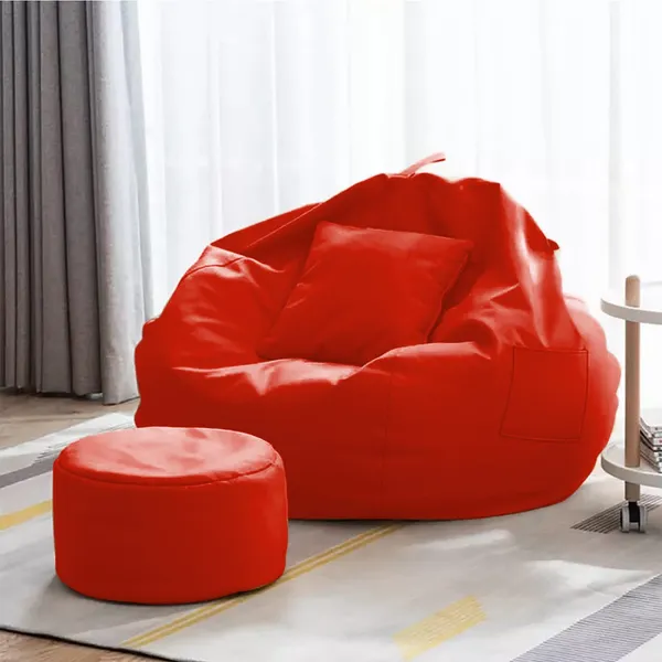 Tusa_Lifestyle_Faux_Leather_Bean_Bag_Cover_With_Footrest_And_Cushion