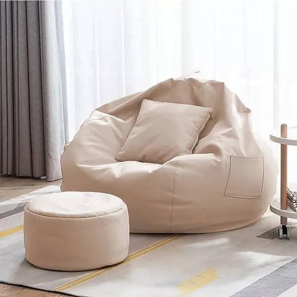 Bean_Bag_Cover_With_Footrest_And_Cushion_Faux_Leather