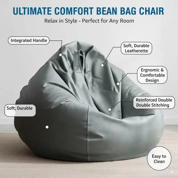 Faux_Leather_Tear_Drop_Bean_Bag_Cover