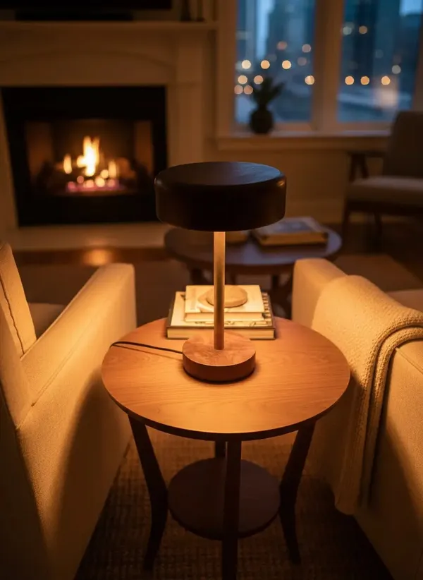 Rosewood_&_Stainless_Steel_Led_Table_Lamp_–_Modern_Minimalist_Elegance